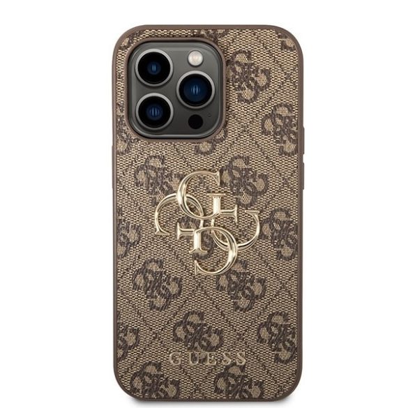 Guess GUHCP15X4GMGBR iPhone 15 Pro Max 6.7" barna keménytok 4G nagy fém logóval