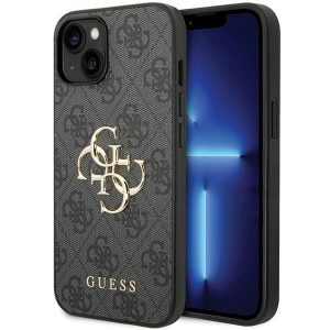 Guess GUHCP15S4GMGGR iPhone 15 / 14 / 13 6.1" szürke keménytok 4G nagy fém logóval