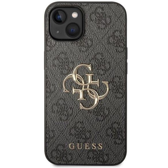 Guess GUHCP15S4GMGGR iPhone 15 / 14 / 13 6.1" szürke keménytok 4G nagy fém logóval