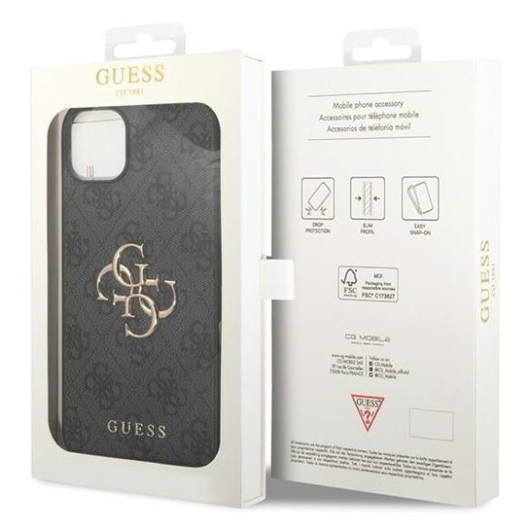 Guess GUHCP15M4GMGGR iPhone 15 Plus / 14 Plus 6.7" szürke keménytok Big Metal Logo szürke keménytok