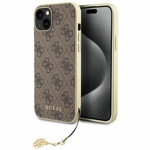 Guess GUHCP15SGF4GBR iPhone 15 / 14 / 13 6.1" barna keménytok 4G Charms kollekció