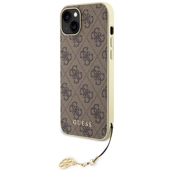 Guess GUHCP15SGF4GBR iPhone 15 / 14 / 13 6.1" barna keménytok 4G Charms kollekció