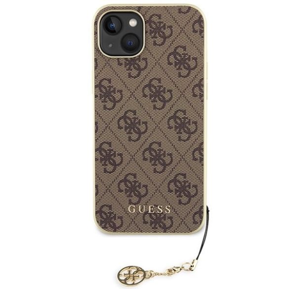 Guess GUHCP15SGF4GBR iPhone 15 / 14 / 13 6.1" barna keménytok 4G Charms kollekció