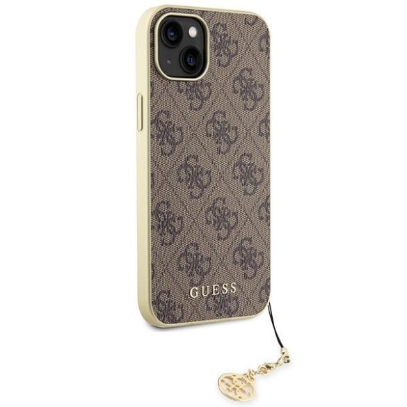 Guess GUHCP15SGF4GBR iPhone 15 / 14 / 13 6.1" barna keménytok 4G Charms kollekció