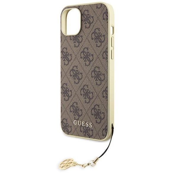 Guess GUHCP15SGF4GBR iPhone 15 / 14 / 13 6.1" barna keménytok 4G Charms kollekció