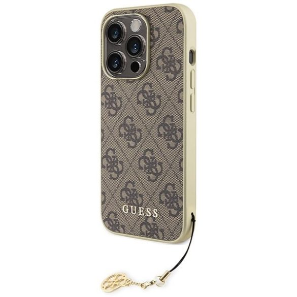 Guess GUHCP15LGF4GBR iPhone 15 Pro 6.1" barna keménytok 4G Charms kollekció