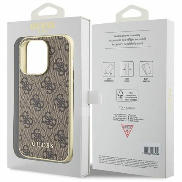 Guess GUHCP15LGF4GBR iPhone 15 Pro 6.1" barna keménytok 4G Charms kollekció