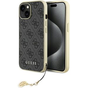 Guess GUHCP15SGF4GGR iPhone 15 6.1" szürke keménytok 4G Charms kollekció