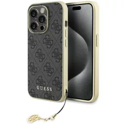   Guess GUHCP15LGF4GGR iPhone 15 Pro 6.1" szürke keménytok 4G Charms kollekció
