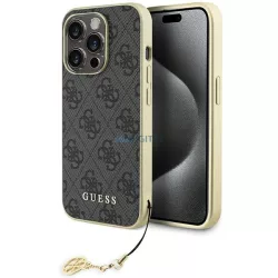   Guess GUHCP15LGF4GGR iPhone 15 Pro 6.1" szürke keménytok 4G Charms kollekció