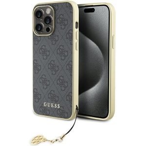 Guess GUHCP15XGF4GGR iPhone 15 Pro Max 6.7" szürke keménytok 4G Charms kollekció