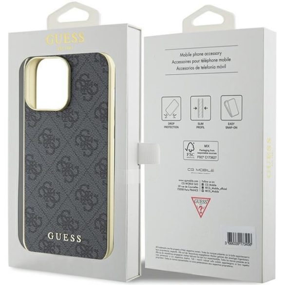 Guess GUHCP15XGF4GGR iPhone 15 Pro Max 6.7" szürke keménytok 4G Charms kollekció