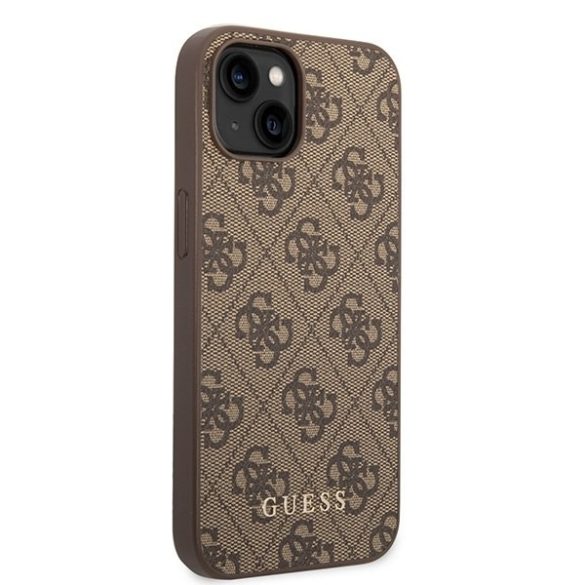 Guess GUHCP15MG4GFBR iPhone 15 Plus / 14 Plus 6.7" barna keménytok fém arany logo