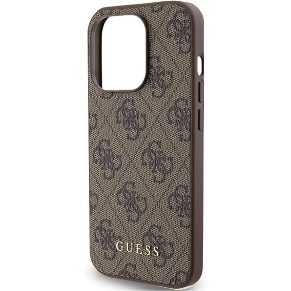 Guess GUHCP15LG4GFBR iPhone 15 Pro 6.1" barna keménytok 4G fém arany logóval