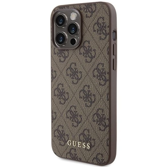 Guess GUHCP15XG4GFBR iPhone 15 Pro Max 6.7" barna keménytok 4G fém arany logóval