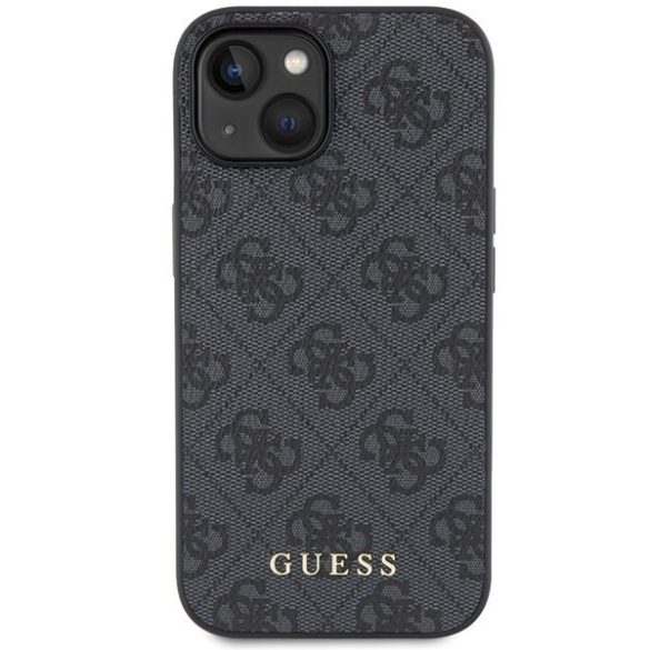 Guess GUHCP15SG4GFGR iPhone 15 / 14 / 13 6.1" szürke keménytok 4G fém arany logó