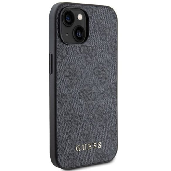 Guess GUHCP15SG4GFGR iPhone 15 / 14 / 13 6.1" szürke keménytok 4G fém arany logó