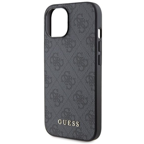 Guess GUHCP15SG4GFGR iPhone 15 / 14 / 13 6.1" szürke keménytok 4G fém arany logó