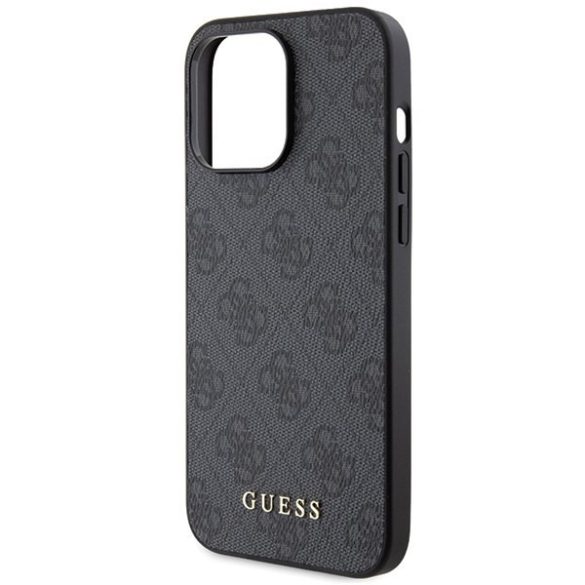 Guess GUHCP15LG4GFGR iPhone 15 Pro 6.1" szürke keménytok 4G fém arany logóval