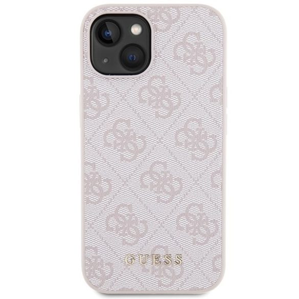 Guess GUHCP15SG4GFPI iPhone 15 / 14 / 13 6.1" rózsaszín keménytok 4G fém arany logó