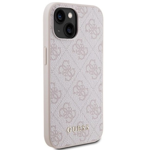 Guess GUHCP15SG4GFPI iPhone 15 / 14 / 13 6.1" rózsaszín keménytok 4G fém arany logó