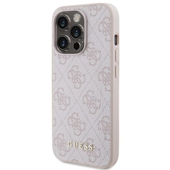 Guess GUHCP15LG4GFPI iPhone 15 Pro 6.1" rózsaszín keménytok 4G fém arany logóval