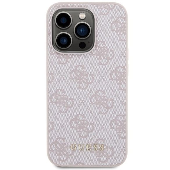 Guess GUHCP15LG4GFPI iPhone 15 Pro 6.1" rózsaszín keménytok 4G fém arany logóval