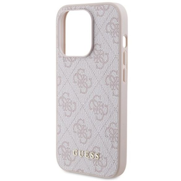 Guess GUHCP15LG4GFPI iPhone 15 Pro 6.1" rózsaszín keménytok 4G fém arany logóval