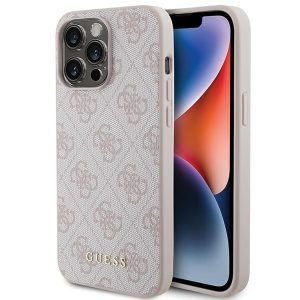 Guess GUHCP15XG4GFPI iPhone 15 Pro Max 6.7" rózsaszín keménytok 4G fém arany logóval