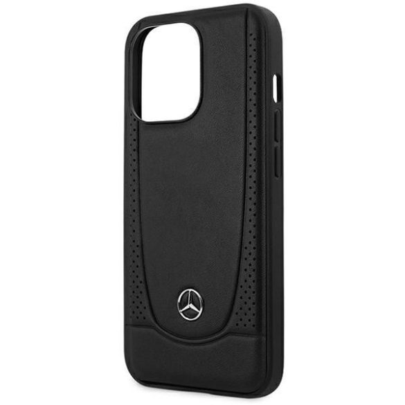 Mercedes MEHCP15LARMBK iPhone 15 Pro 6.1" fekete bőr keménytokban Urban