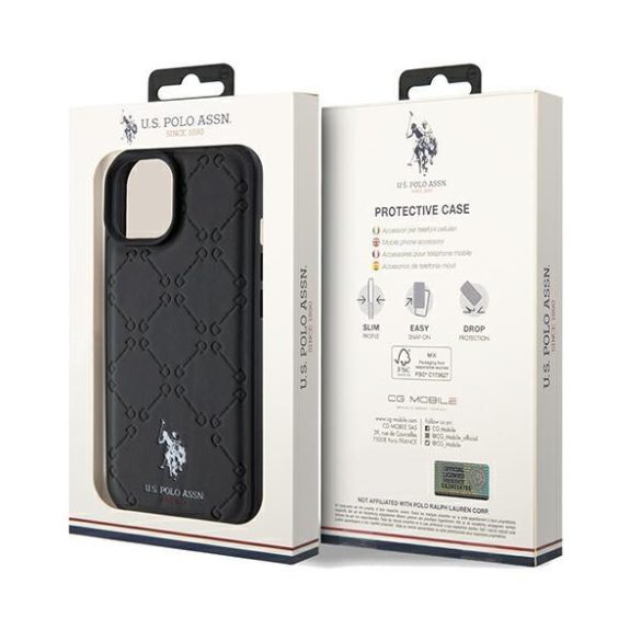 US Polo USHCP15SPYOK iPhone 15 6.1" fekete Yoke Pattern (minta) tok