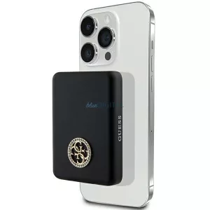 Guess 15 W-os indukciós powerbank GUPBM5AL4DMK 5000 mAh fekete/black MagSafe 4G, strasszos fém logóval