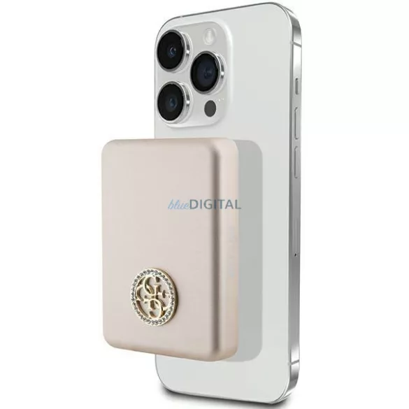 Guess 15 W-os indukciós powerbank GUPBM5AL4DMD 5000 mAh arany/arany MagSafe 4G Strassed Metal Logo