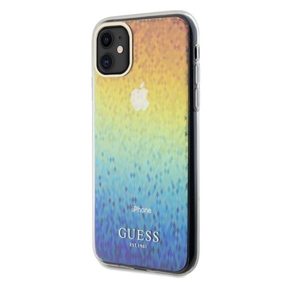 Guess GUHCN61HDECMI iPhone 11  6.1" többszínű keménytok IML Facettált tükör diszkó irizáló tükör