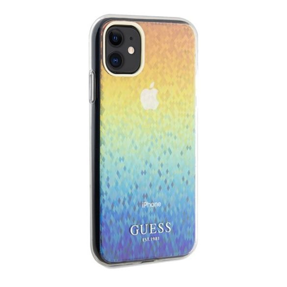 Guess GUHCN61HDECMI iPhone 11  6.1" többszínű keménytok IML Facettált tükör diszkó irizáló tükör