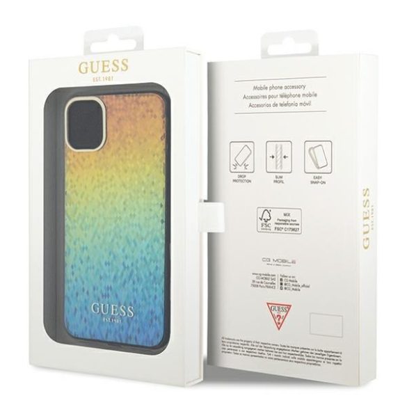 Guess GUHCN61HDECMI iPhone 11 / Xr 6.1" többszínű keménytok IML Facettált tükör diszkó irizáló tükör