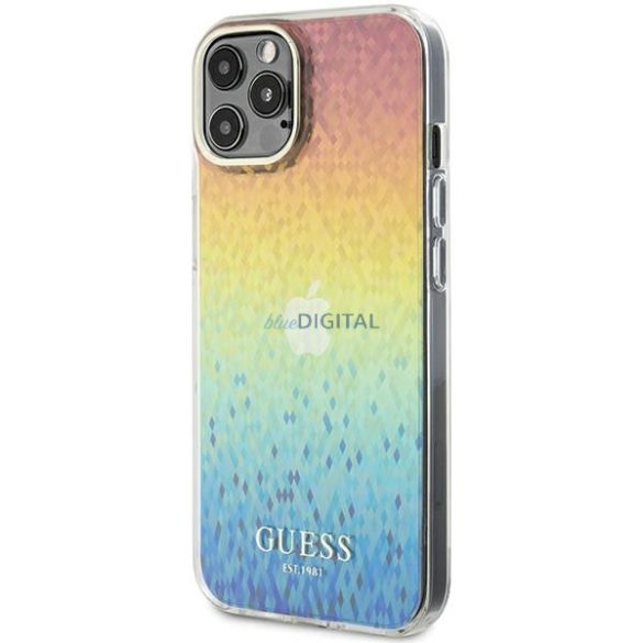 Guess GUHCP12MHDECMI iPhone 12/12 Pro 6.1" sokszínű keménytok IML Facettált tükör diszkó irizáló