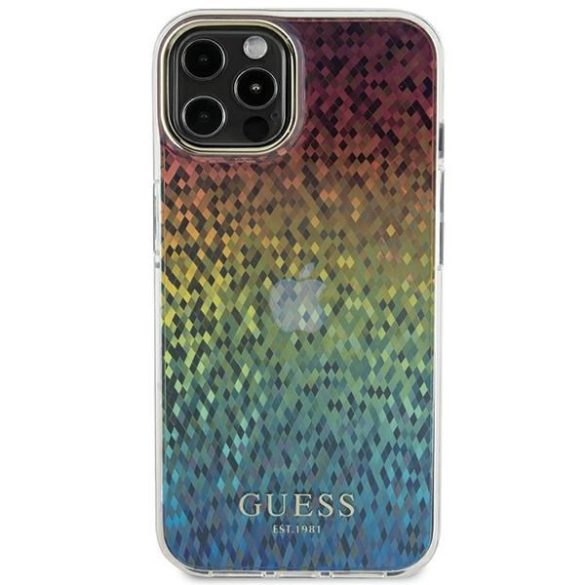 Guess GUHCP12MHDECMI iPhone 12/12 Pro 6.1" sokszínű keménytok IML Facettált tükör diszkó irizáló