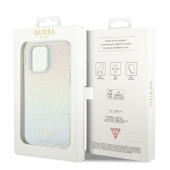 Guess GUHCP13XHDECMI iPhone 13 Pro Max 6.7" sokszínű keménytok IML Facettált tükör diszkó irizáló tükör