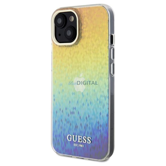 Guess GUHCP14SHDECMI iPhone 14 / 15 / 13 6.1" sokszínű keménytok IML Faceted Mirror Disco Iridescent tükör