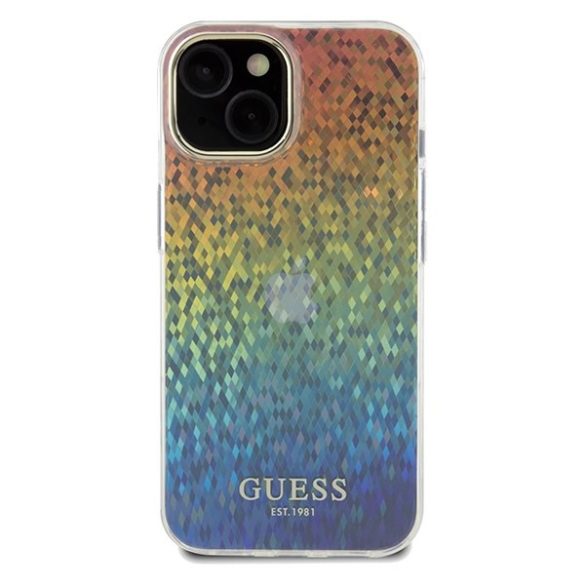 Guess GUHCP14SHDECMI iPhone 14 / 15 / 13 6.1" sokszínű keménytok IML Faceted Mirror Disco Iridescent tükör