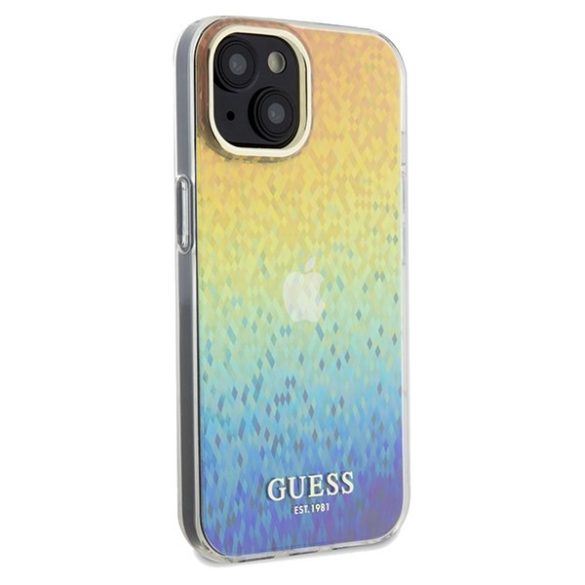 Guess GUHCP14SHDECMI iPhone 14 / 15 / 13 6.1" sokszínű keménytok IML Faceted Mirror Disco Iridescent tükör