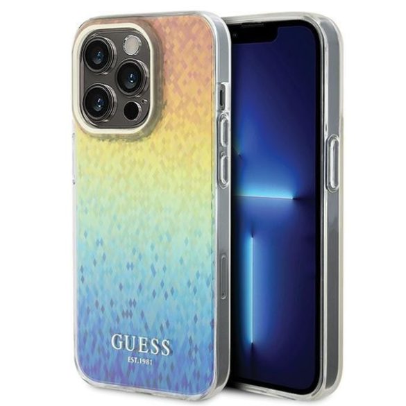 Guess GUHCP14LHDECMI iPhone 14 Pro 6.1" sokszínű keménytok IML Faceted Mirror Disco Iridescent tükör