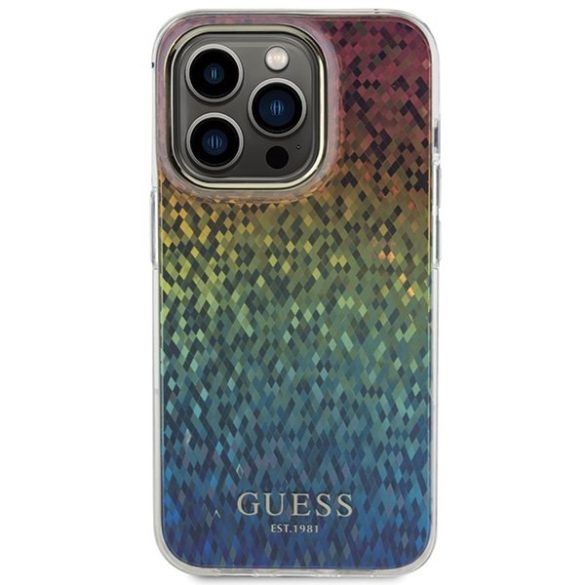 Guess GUHCP14LHDECMI iPhone 14 Pro 6.1" sokszínű keménytok IML Faceted Mirror Disco Iridescent tükör