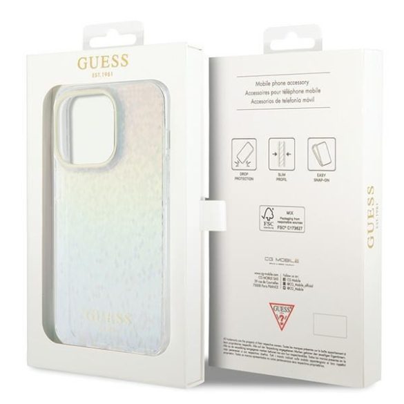 Guess GUHCP14LHDECMI iPhone 14 Pro 6.1" sokszínű keménytok IML Faceted Mirror Disco Iridescent tükör