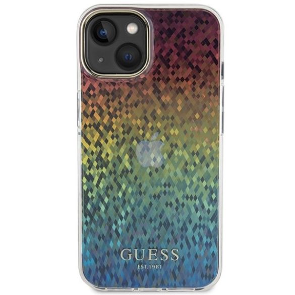 Guess GUHCP15SHDECMI iPhone 15 / 14 / 13 6.1" sokszínű keménytok IML Faceted Mirror Disco Iridescent