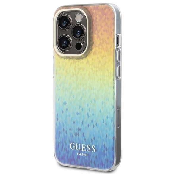 Guess GUHCP15LHDECMI iPhone 15 Pro 6.1" sokszínű keménytok IML Faceted Mirror Disco Iridescent tükör