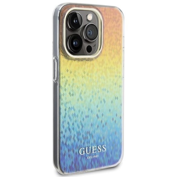 Guess GUHCP15LHDECMI iPhone 15 Pro 6.1" sokszínű keménytok IML Faceted Mirror Disco Iridescent tükör