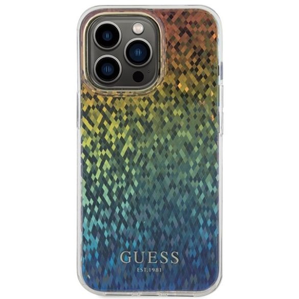 Guess GUHCP15XHDECMI iPhone 15 Pro Max 6.7" sokszínű keménytok IML Facettált tükör diszkó irizáló tükör