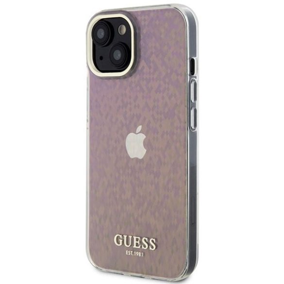Guess GUHCP15SHDECMP iPhone 15 / 14 / 13 6.1" rózsaszín keménytok IML Faceted Mirror Disco Iridescent